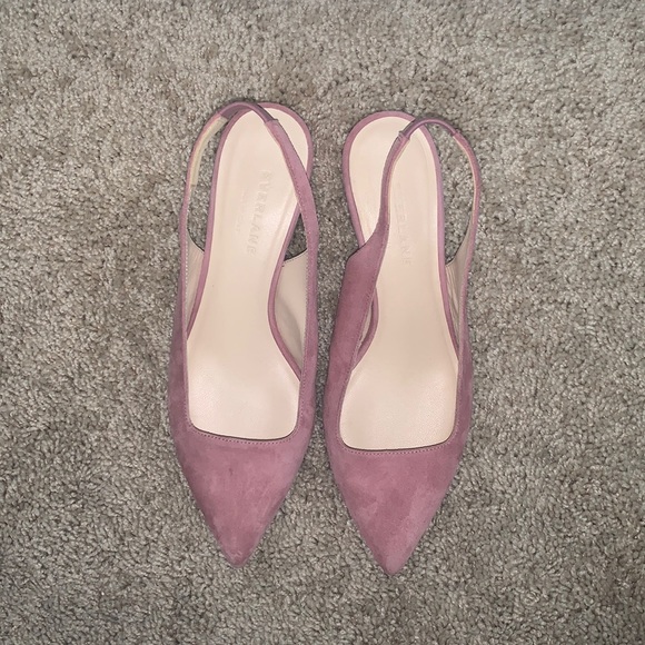 Size 5 NWOT EVERLANE pink suede editor slingback heel - Picture 3 of 4